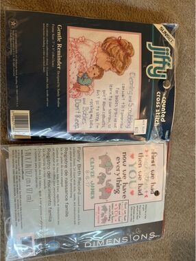 Dimensions Family Birth Record and Jiffy Counted Cross Stitch Kits